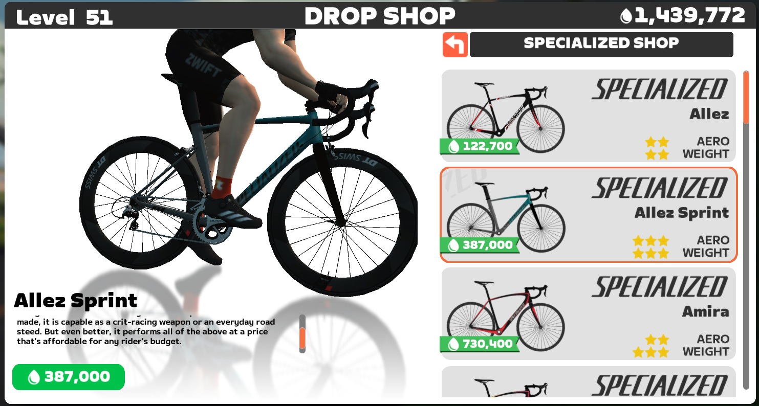 Zwift Specialized Allez Sprint