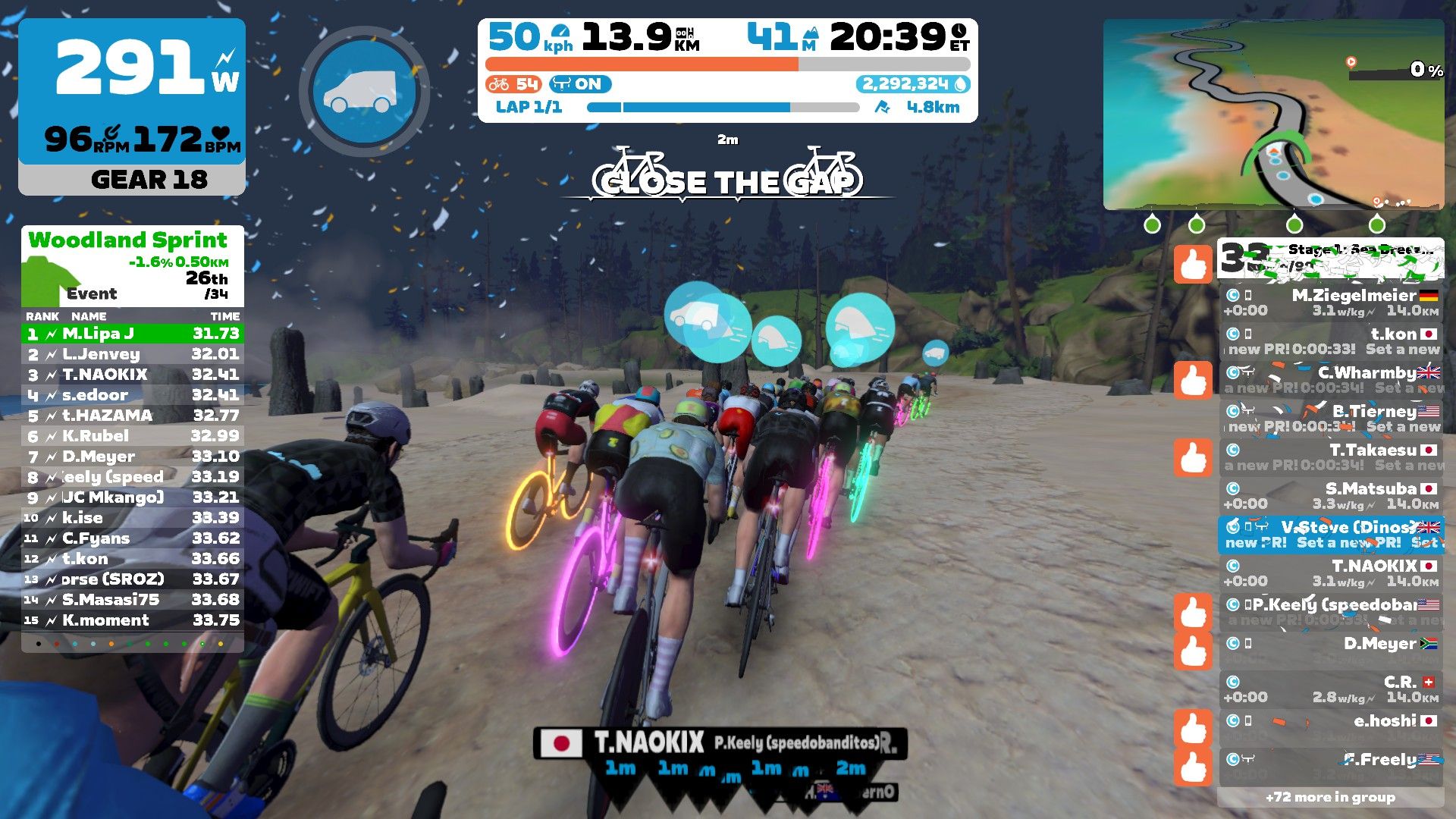 Zwift Going Coastal racing 