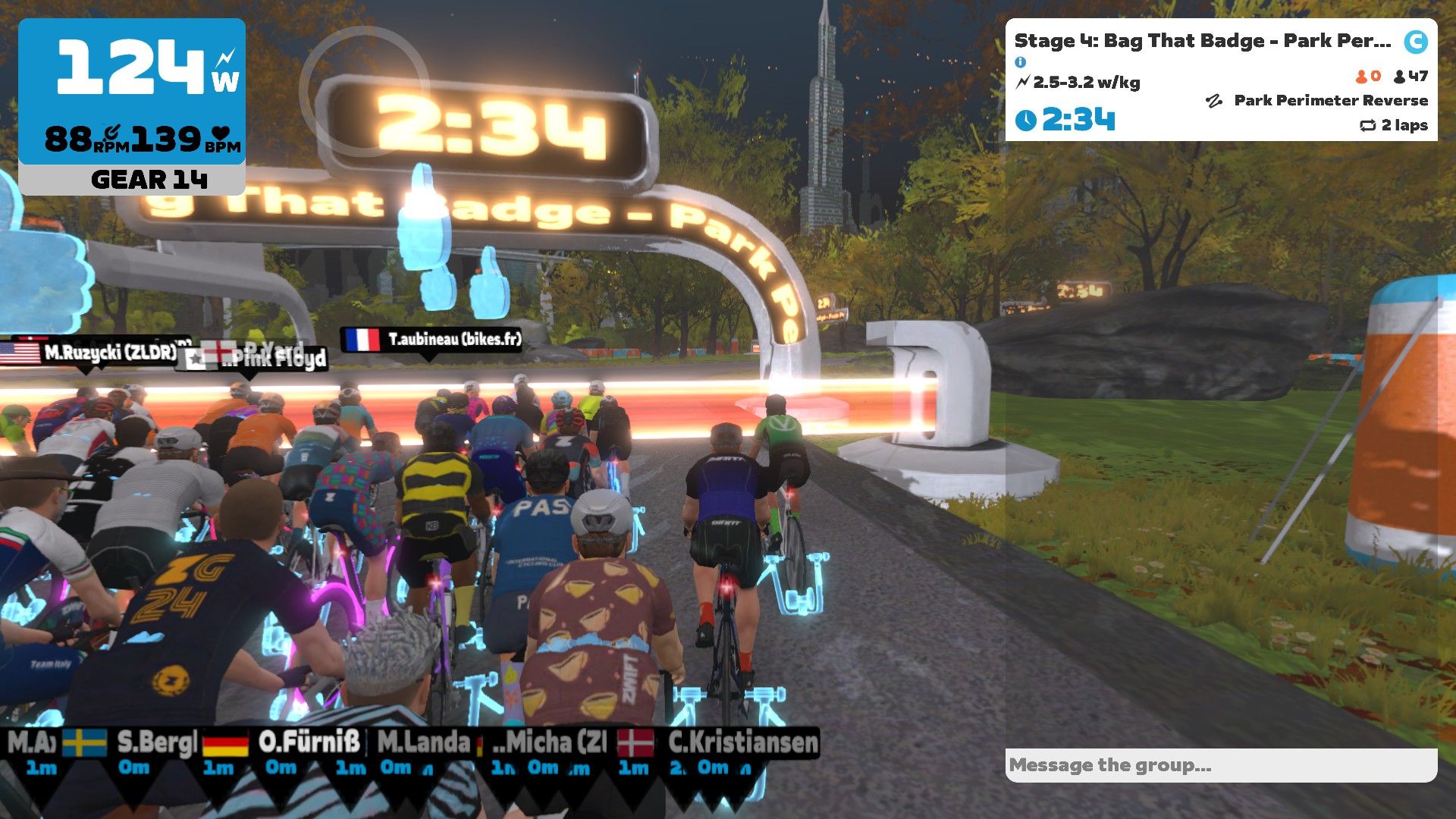 Zwift Park Perimeter Reverse Race Start