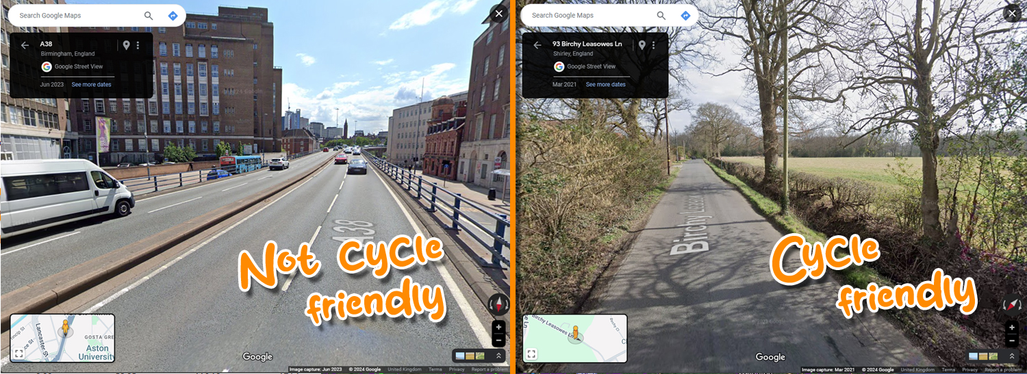 Using Google Street View to check roads are cycle friendly