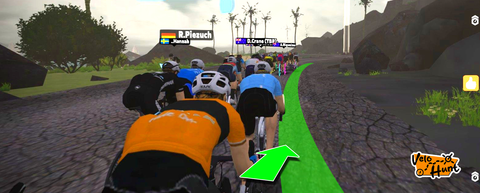 Zwift Racing in game steering for gains on corners